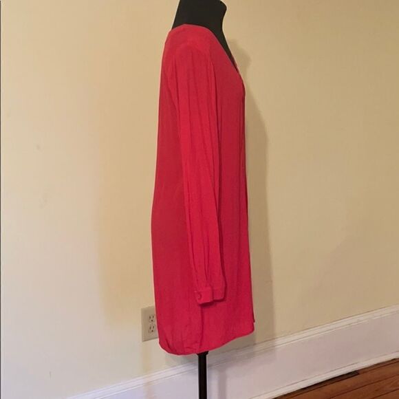 Red BCBG Levin long sleeve shirtdress XS Christmas party holiday party - Picture 5 of 11